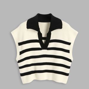 Cider Knit Stripe Polo Vest